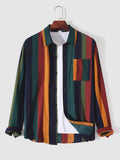 Coofandy Contrast Stripe Linen Long Sleeve Shirt Shirts coofandystore 