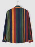 Coofandy Contrast Stripe Linen Long Sleeve Shirt Shirts coofandystore 