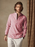 Cotton Linen Stripe Long Sleeve Shirts Shirts coofandy Red S 