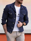 Coofandy Casual Button Denim Jacket Coat coofandystore Navy Blue M 