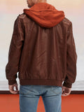 Leather PU Jacket with Removable Hat Coat coofandystore 