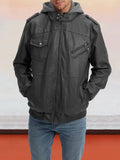 Leather PU Jacket with Removable Hat Coat coofandystore 