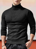 Classic Slim Fit Turtleneck Basic Top T-Shirt coofandystore Black S 