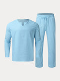 Casual Cotton and Linen Shirt Set Sets coofandystore 