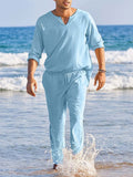 Casual Cotton and Linen Shirt Set Sets coofandystore 