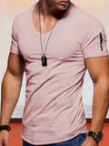 V-neck Short Sleeve T-shirt T-Shirt coofandystore Pink S 