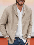 Casual Solid Cotton Linen Blazer Blazer coofandystore Khaki S 