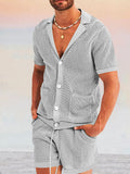 Casual Breathable Mesh Kintted Set Sets coofandystore Light Grey S 