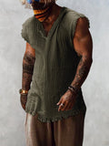 Casual Loose Fit Cotton Linen Tank Top Tank Tops coofandystore Army Green M 