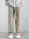 Casual Straight-Leg Corduroy Pants Pants coofandystore Beige S 