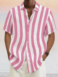 Classic Casual Cotton Linen Stripe Shirt Shirts coofandystore Pink S 